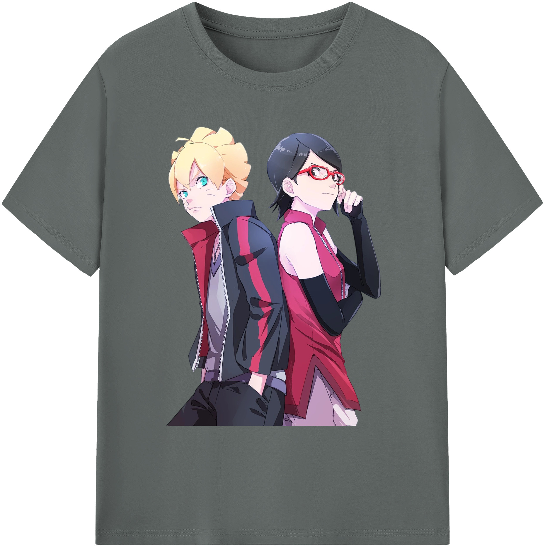 （画像用） NARUTO -ナルト- うちは サラダ Uchiha Sarada 綿100％ メンズ半袖Tシャツ｜肌触りやわらか＆通気性